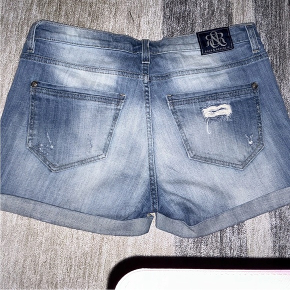 Rock & Republic Distressed Blue Jean Shorts with Studs - Picture 8 of 16